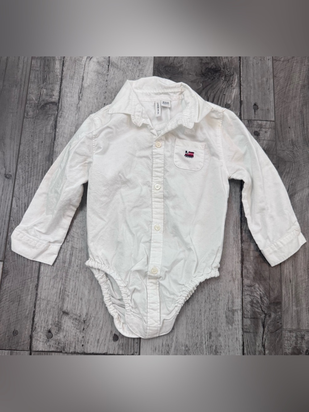 Janie and Jack Baby White Boyโs Train Bodysuit Jet Ivory 18-24 Months
